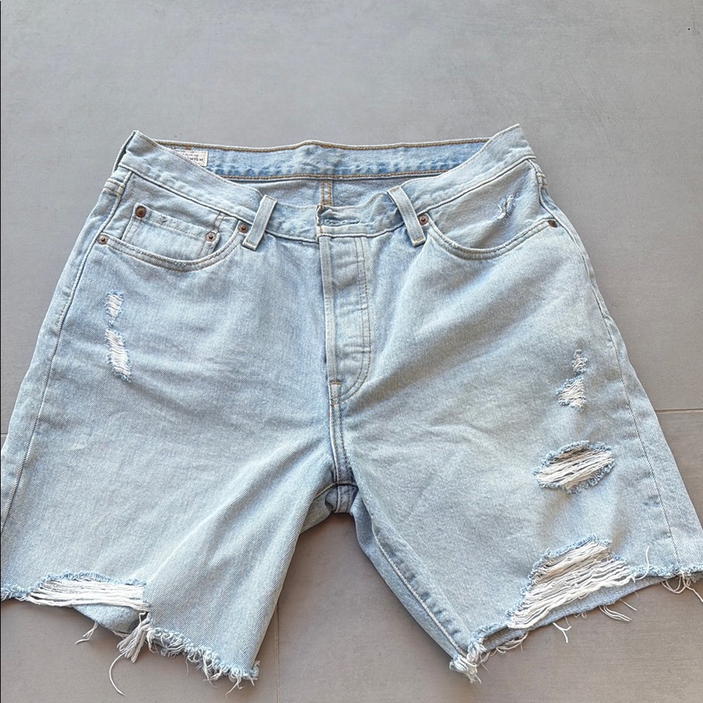Levi's Light Blue Distressed Jean Shorts